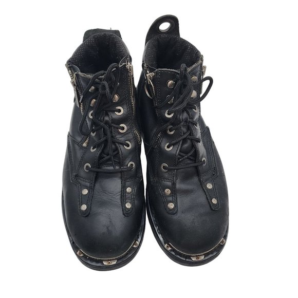 Harley Davidson Men’s Black Leather Lace Up Mid Ankle Moto Biker Boots Size 13 main image 5